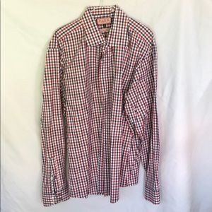 Thomas pink red and blue check dress shirt 18 slim